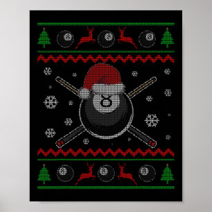 Christmas Billiards Pool Snooker Sport Player Funn Poster