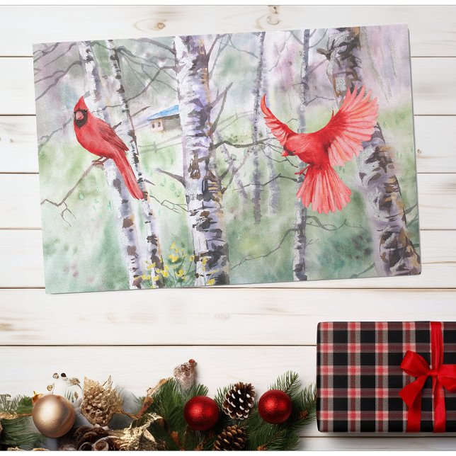 Christmas Birch Tree Cardinal Bird Holiday  Tissue Paper (Creator Uploaded)
