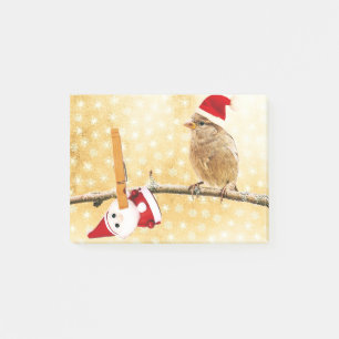 Christmas bird and little snow boy complex post-it notes