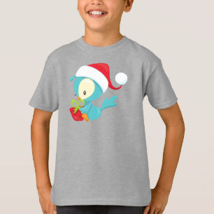 Christmas Bird, Cute Bird, Santa Hat, Gift, Xmas T-Shirt