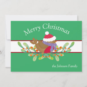Christmas Bird On A Branch Flat Holiday Card