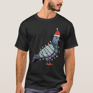 Christmas Bird Pigeon Santa Lights Funny Xmas Men  T-Shirt