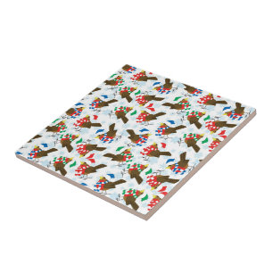 christmas bird santa ceramic tile