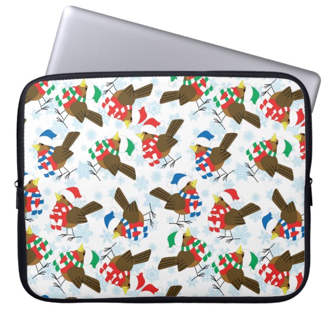 christmas bird santa laptop sleeve (Front)