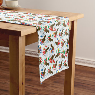 christmas bird santa short table runner