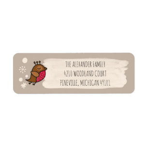 Christmas Bird & Snow 'Home For The Holidays' Return Address Label