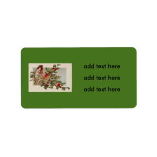 Christmas Bird Songbird Holly Snow Label