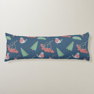 Christmas Birds and Sleds Blue Body Cushion