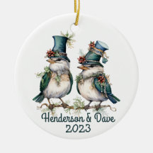 Christmas Birds Couple Green