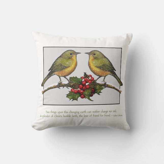 Christmas Birds, Quote About Friendship, Art Cushion (Front)
