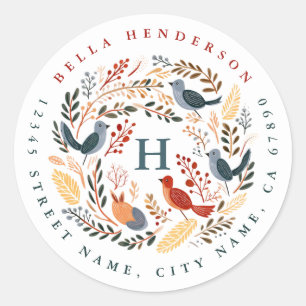 Christmas Birds Round Stickers