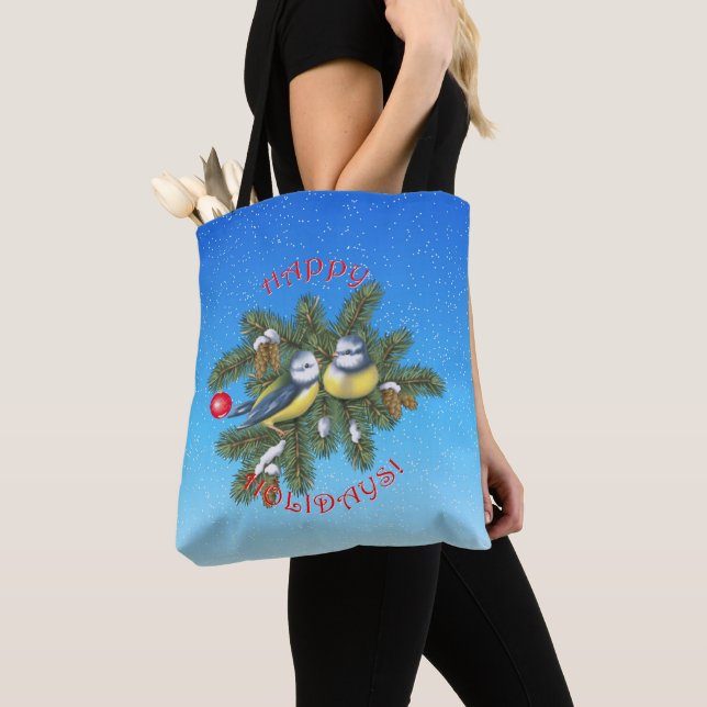 Christmas Birds Tote Bag (Close Up)
