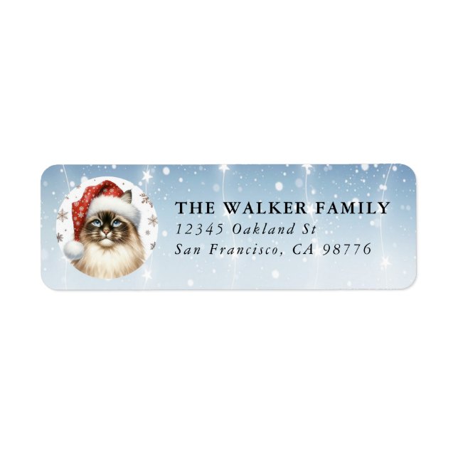 Christmas Birman Cat Return Labels (Front)