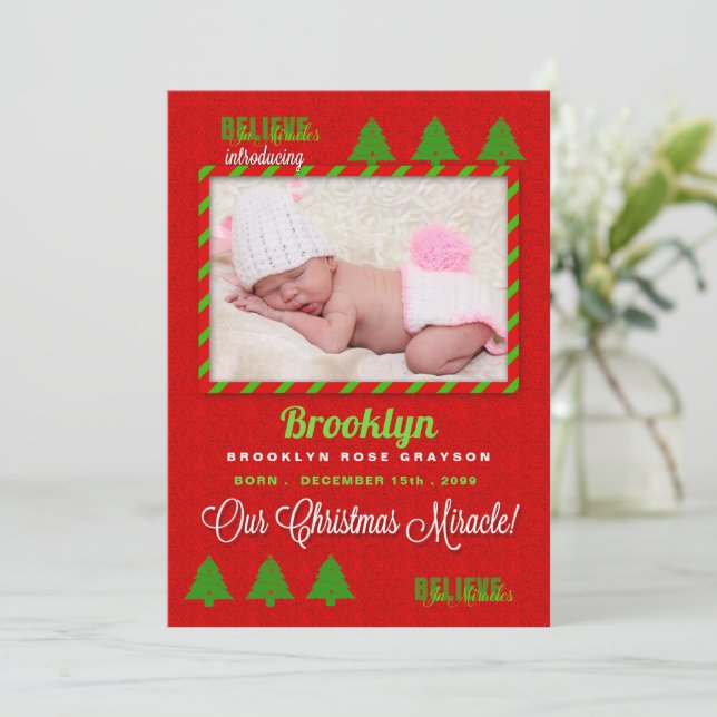 Christmas Birth Announcement Baby Photo (Standing Front)