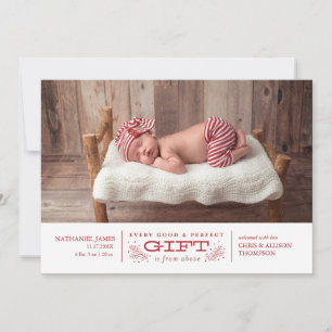 Christmas Birth Announcement Holiday Card