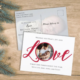 Christmas Birth Holiday Simple Love Typography Postcard