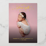 Christmas Birth Stats Baby Photos Gold Foil Holiday Card<br><div class="desc">A Christmas baby photos birth announcement card that's perfect for both baby boys and girls. Add your custom text message,  and photos by clicking the "Personalise" button</div>