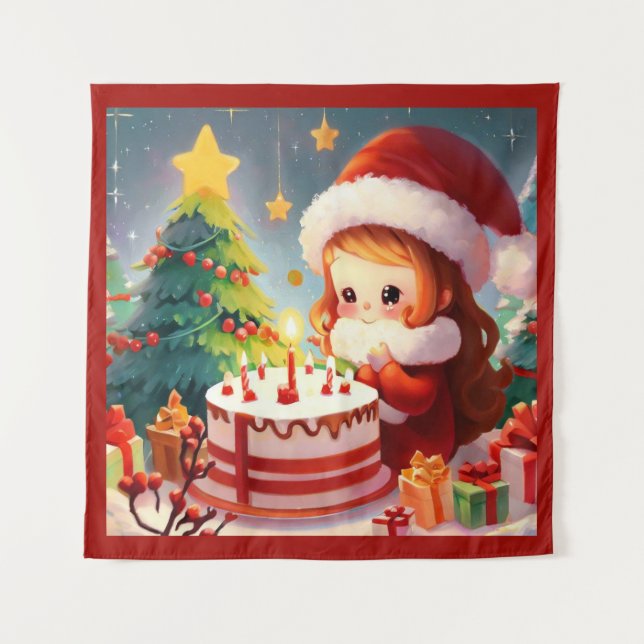 Christmas Birthday 1 Tapestry (Front)