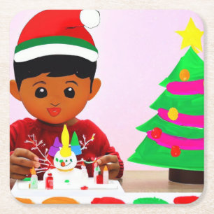Christmas Birthday 4 Square Paper Coaster