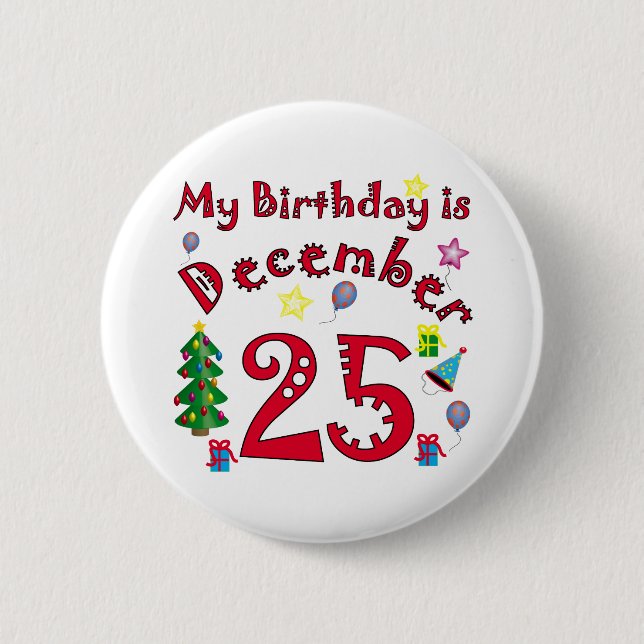 Christmas Birthday 6 Cm Round Badge (Front)