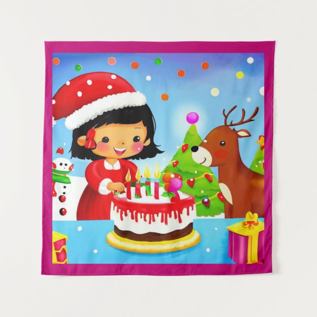 Christmas Birthday 7 Tapestry (Front)