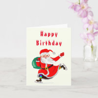 Christmas Birthday Card Santa Claus with Gift