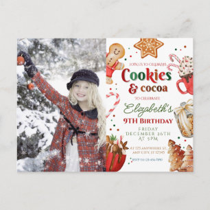 Christmas birthday cookies and cocoa Festive Postcard