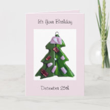 Christmas Birthday - Glass Tree 2 Holiday Card