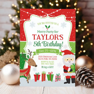 Christmas Birthday Invitation, Christmas Party Invitation