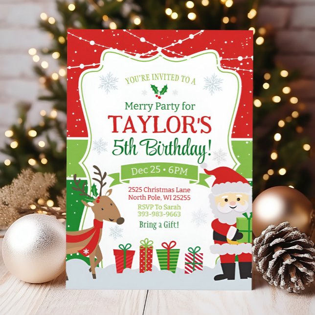 Christmas Birthday Invitation, Christmas Party Invitation (Christmas Birthday Party Invitation)