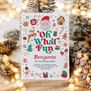 Christmas Birthday Oh What Fun Kids Birthday Party Invitation