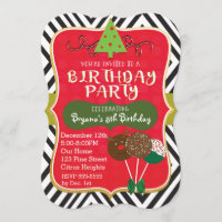 Christmas BIRTHDAY PARTY Cake pops Invitations