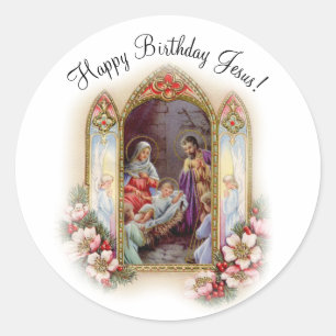 Christmas Birthday Party Celebration for Jesus Classic Round Sticker