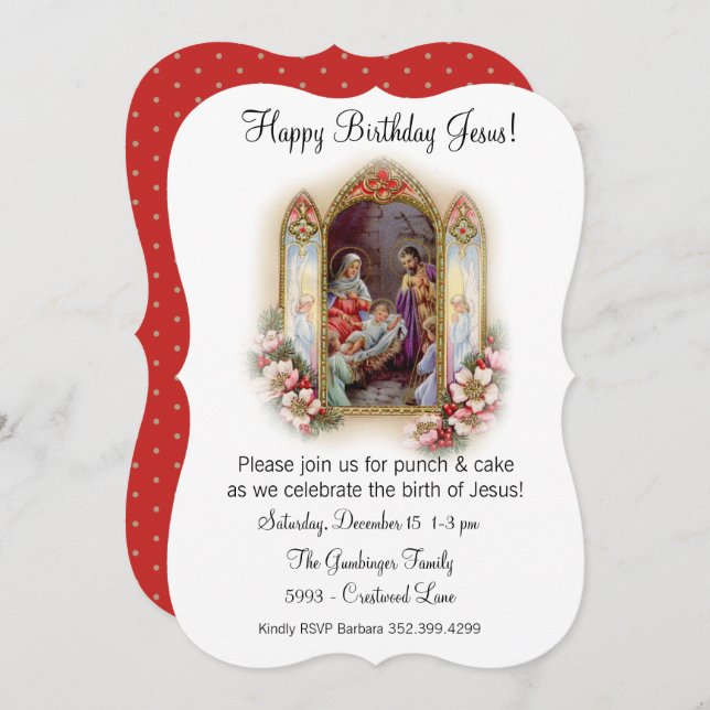 Christmas Birthday Party Celebration for Jesus Invitation (Front/Back)
