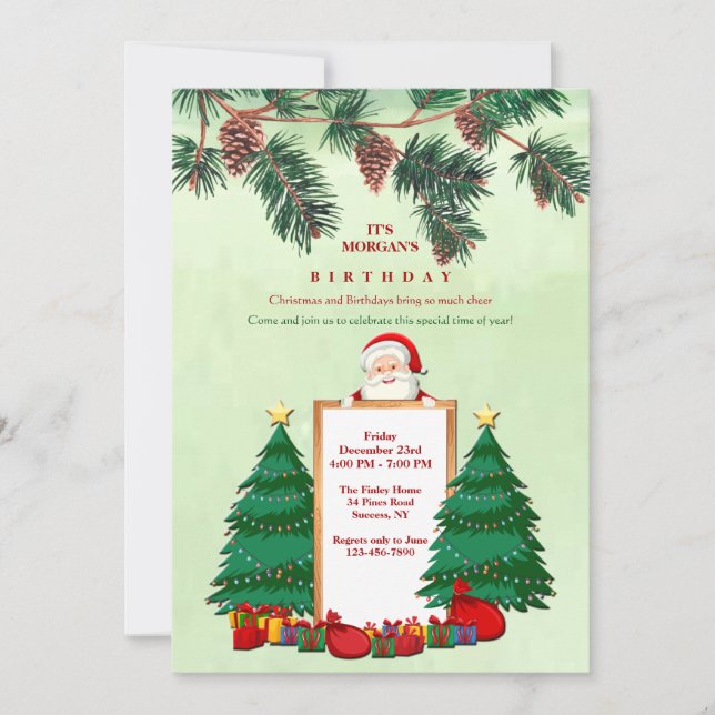 Christmas Birthday Party Invitation (Front)