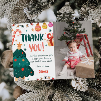 Christmas  Birthday Party Thank You Card Photo