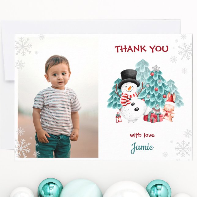 Christmas Birthday Photo Template Thank You Card (Christmas Birthday Photo Template Thank You Card)