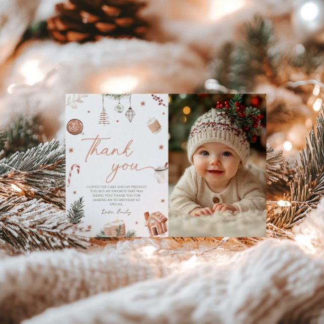 Christmas Birthday Photo Thank You Card (Creator Uploaded)