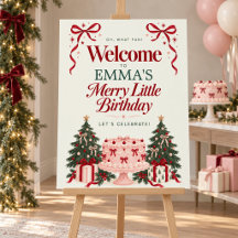 Christmas Birthday Pink Cake Bow Welcome Sign