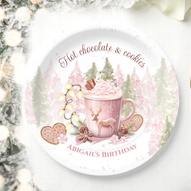 Christmas Birthday Pink Hot Chocolate Mug Plates (Christmas Birthday Pink Hot Chocolate Mug Plates)