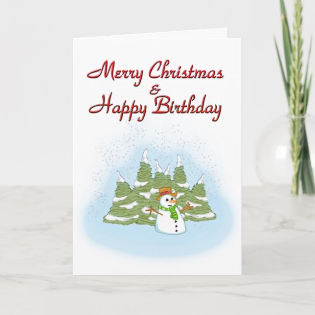 Christmas Birthday Snowman Card (Front)