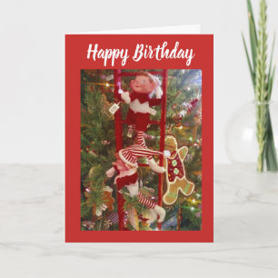 CHRISTMAS BIRTHDAY WISHES FROM FRIENDLY ELF HOLIDAY CARD