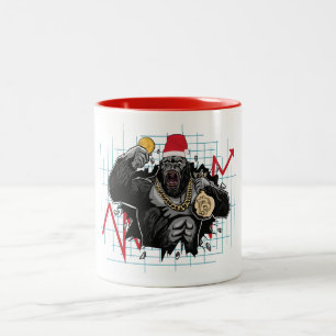 Christmas Bitcoin Stock Market Two-Tone Coffee Mug