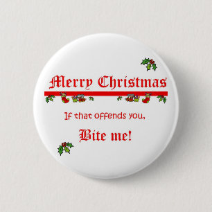 Christmas Bite Me 6 Cm Round Badge