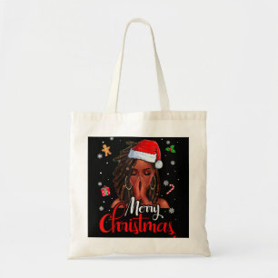 Christmas Black African American Costume Santa Mel Tote Bag