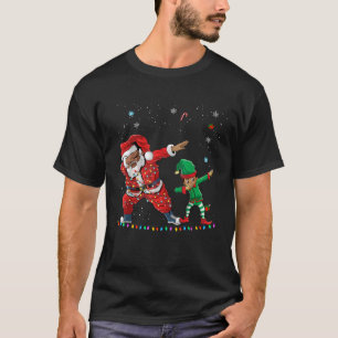 Christmas Black African American Dabbing Santa Cla T-Shirt