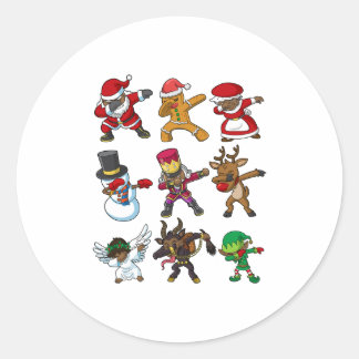 christmas black african american santa claus dabbi classic round sticker