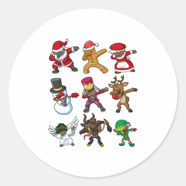 christmas black african american santa claus dabbi classic round sticker (Front)