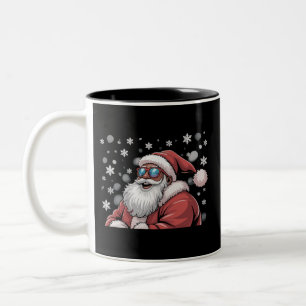 Christmas Black African American Santa Xmas Two-Tone Coffee Mug