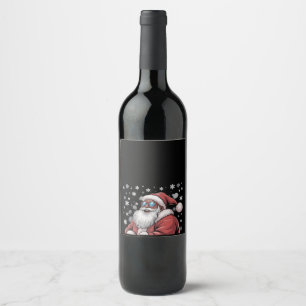 Christmas Black African American Santa Xmas Wine Label